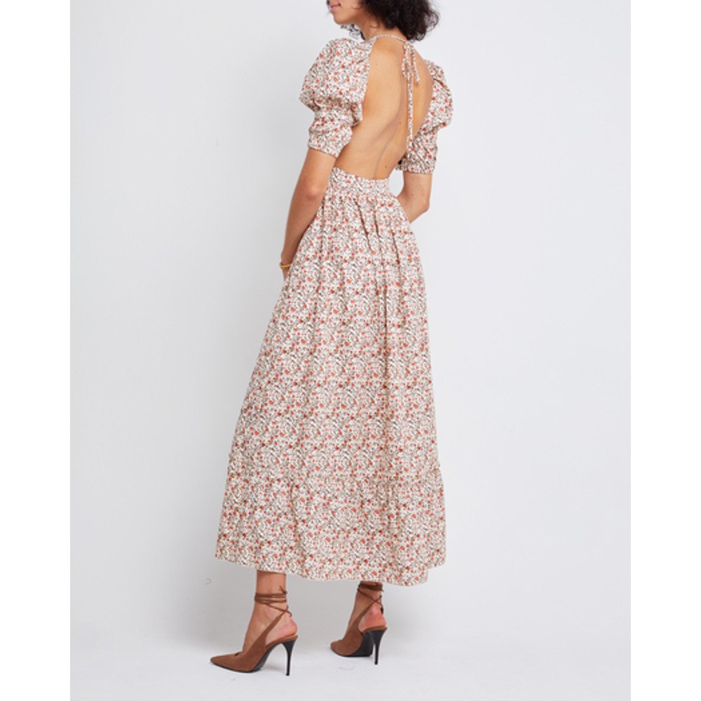 Floral Maxi Dress with Open Back